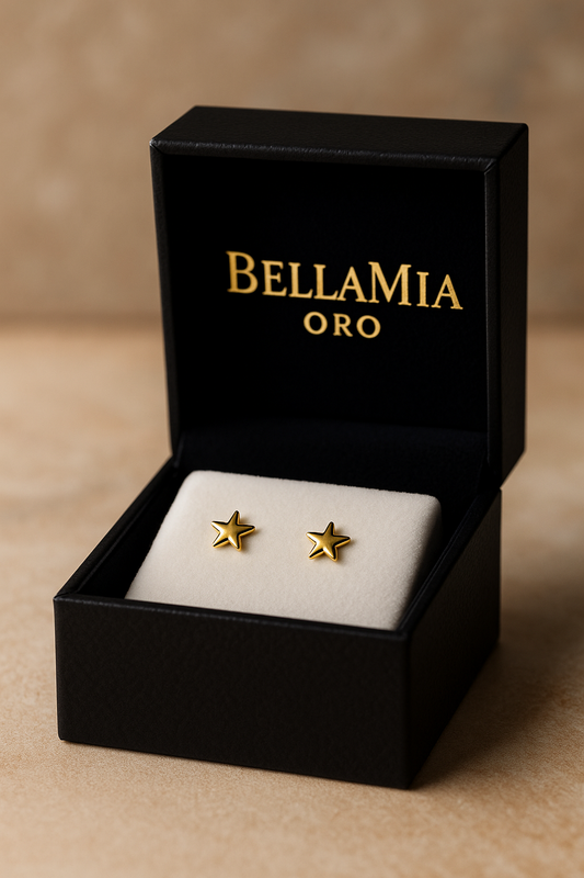 Aretes Estrellas Oro amarillo 18k / 0.5 gr / 8 mm