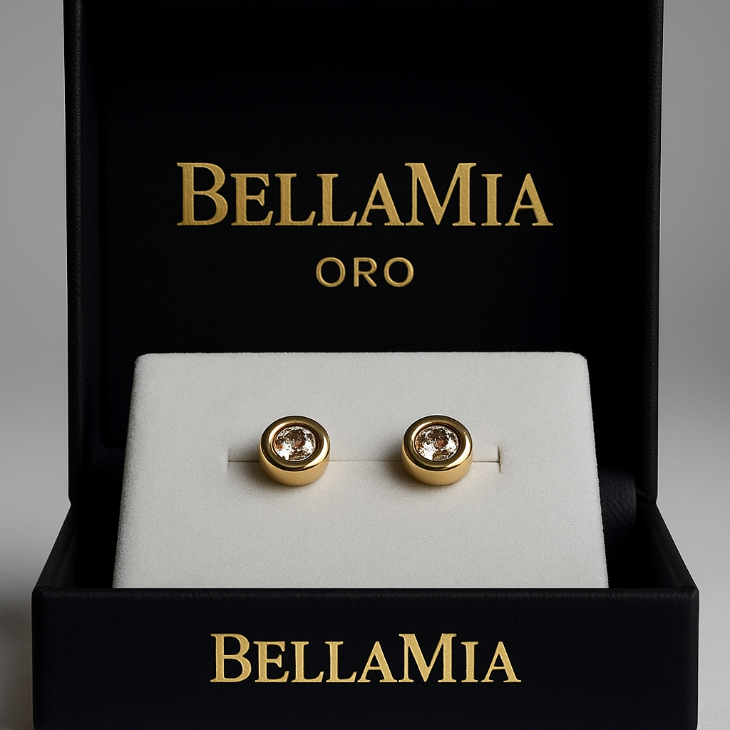 Arete Circón Blanco Oro 18k / 0.92gr / 6mm