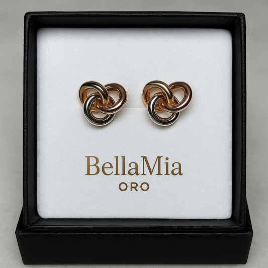 Aretes Trio Aros Oro Amarillo-Rosado-Blaco 18k / 1.22 gr / 1 cm