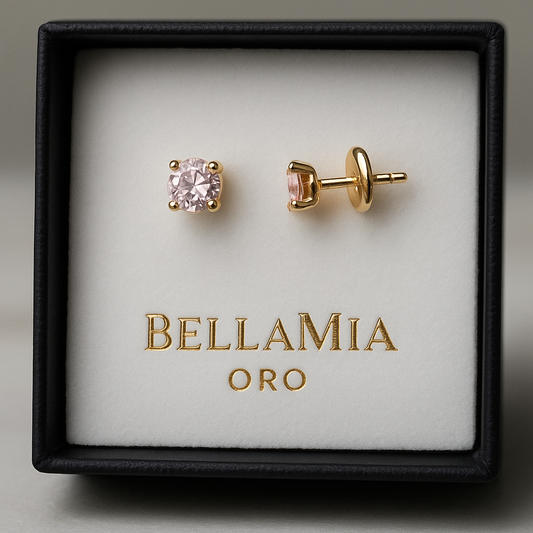 Arete Circon Rosado Oro 18k / 0.87gr / 5mm