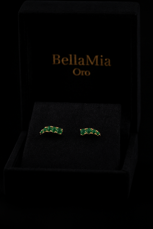 Topos Trio Curvo 1.25gr / 9mm Esmeraldas 23Pts Oro Amarillo 18K